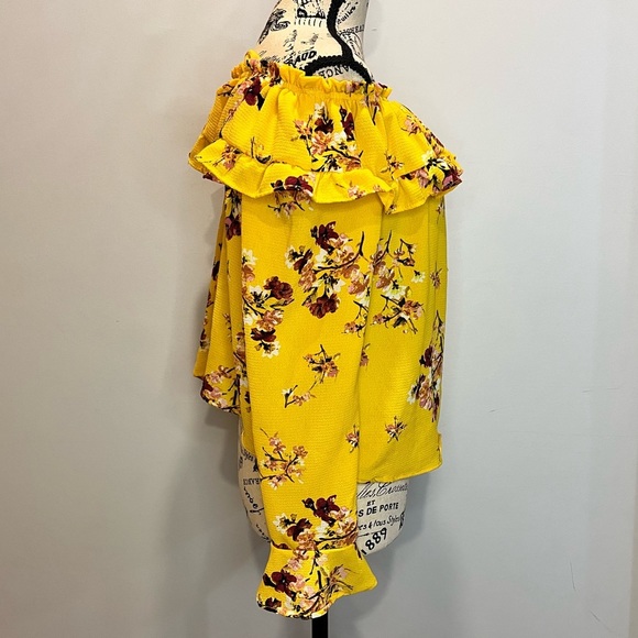 Gold floral boho shirt - Picture 3 of 6